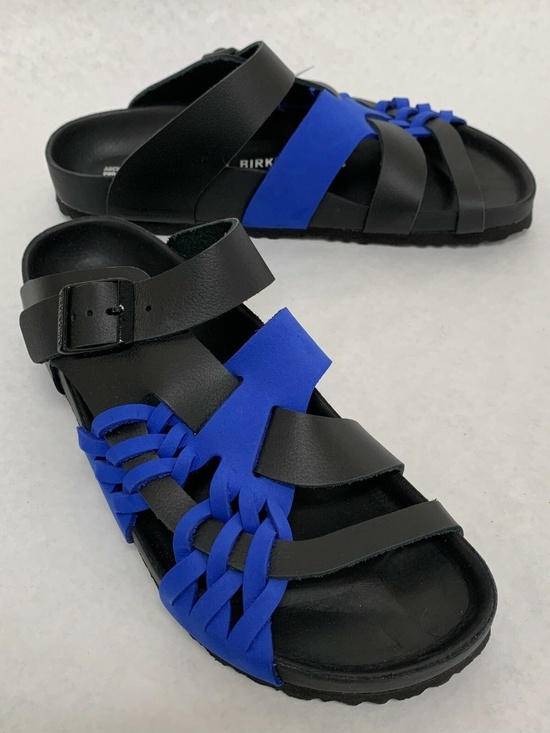 Birkenstock Shoes - Birkenstock 1774 Tallahassee Archive Project black & blue colour block slides